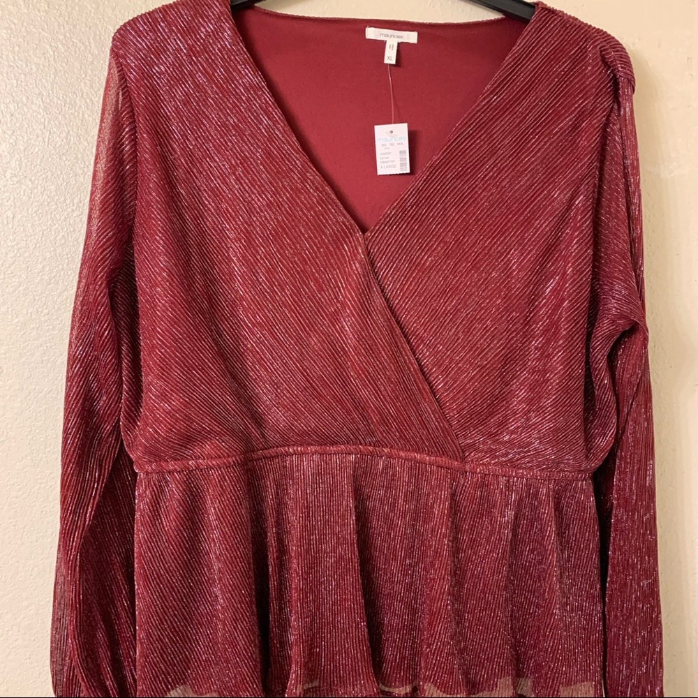 Maurice’s Burgundy Low Cut Blouse-XL